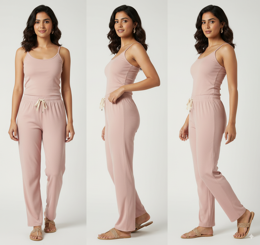 Light Pink Wide-Leg Trousers