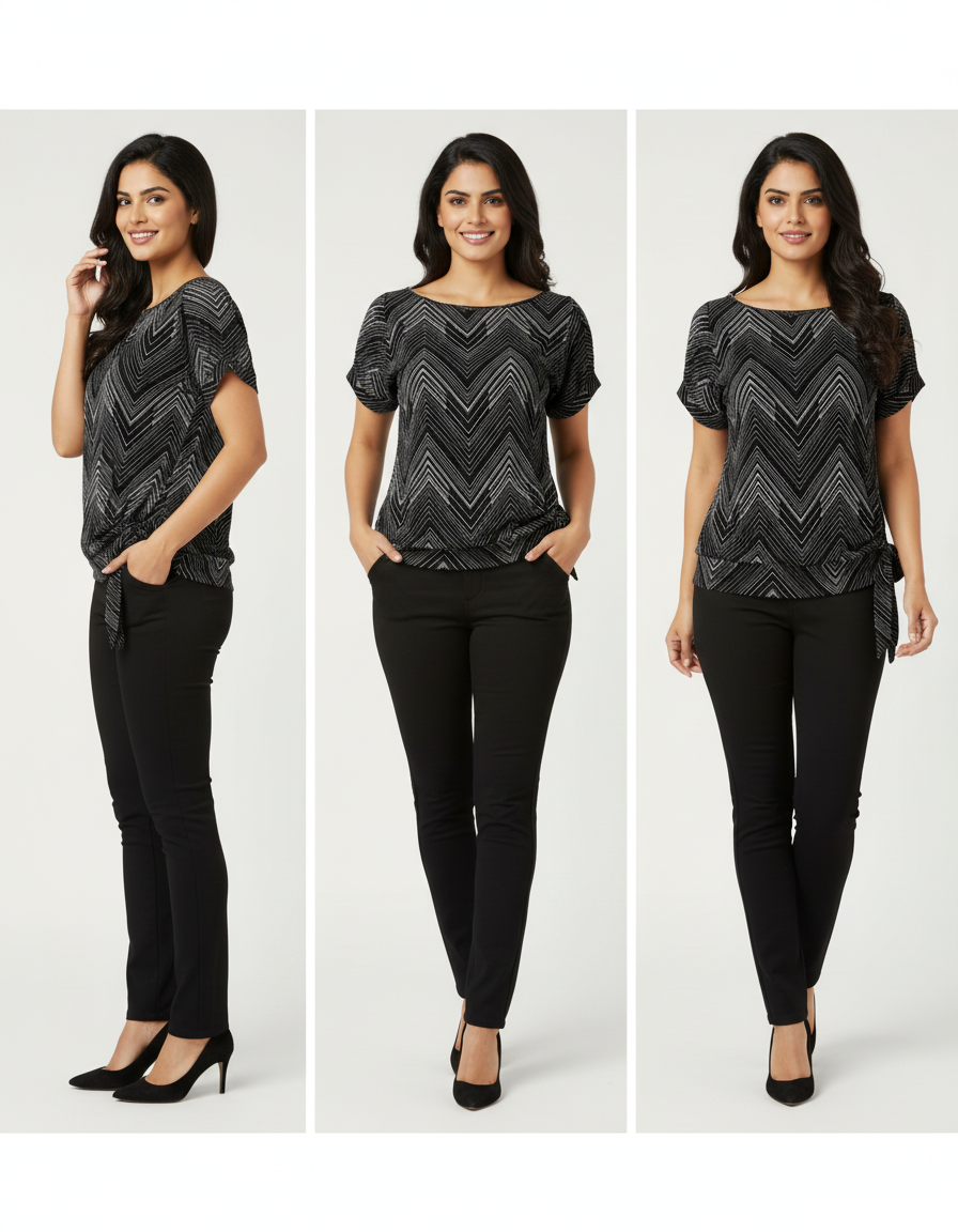 Black and White Chevron Top