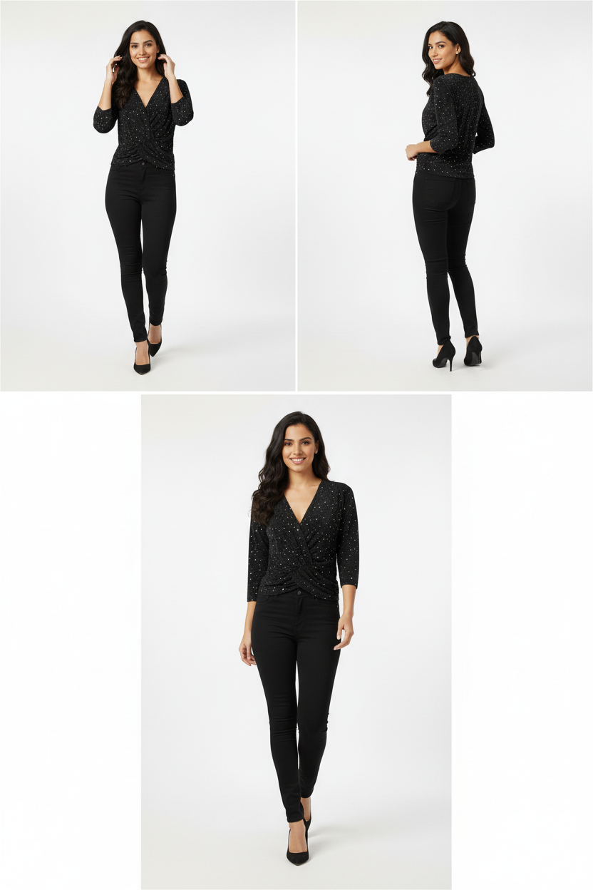 Star Print Cropped Wrap Top