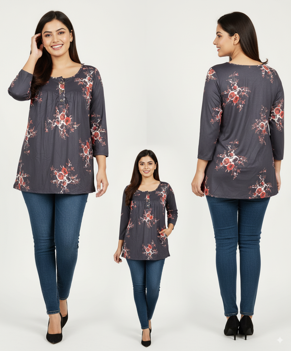 Floral Print Tunic Blouse