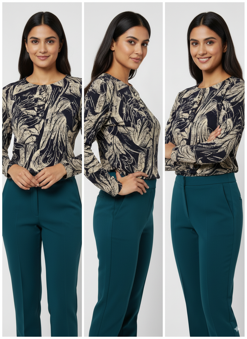 Patterned Button-Front Bohemian Top