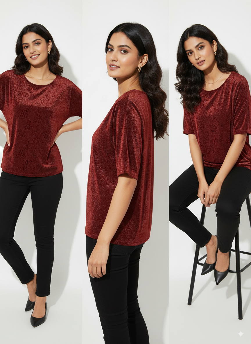 Metallic Dolman Sleeve Top